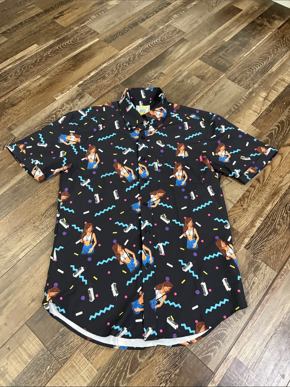 RSVLTS saved by the beBlack Short-Sleeve Button-Down with Retro Figurative Print